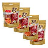 Pack Com 4 Petiscos Osso Palito Cães Sticks Carne Kadi 70g