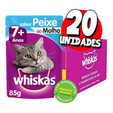 Pack Ração Úmida Whiskas Para Gatos Adultos Sênior 7+ Anos Sachês Peixe 85g - Caixa Com 20 Unidades
