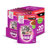 Pack Ração Úmida Whiskas Para Gatos Filhotes Sachês Sabor Carne Jelly, 85g - 20 Unidades