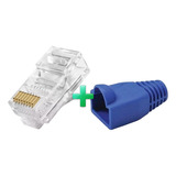 Pacote 50 Conector Rj45 Cat6 Cat5e Ouro + 50 Capas Cabo Rede