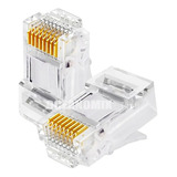 Pacote 50 Conector Rj45 Cat6 Ouro + 50 Capas Rj45 Cabo Rede