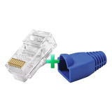 Pacote 50 Conector Rj45 Macho Cat6 Ouro + 50 Capas Cabo Rede