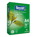 Pacote Com 500 Folhas Papel Verde A4 Sulfite 75g Report