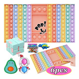 Pacote Com 6 Pop It Kit Finger Figet Toy Jogos De Tabuleiro