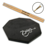 Pad Estudo Bateria Percusso 20cm Ou 8 Polegadas Zaidan s Com Par Baquetas Vanguarda 6a Spanking