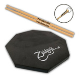 Pad Estudo Bateria Percussão 20cm + Par Baquetas Vanguarda