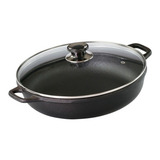 Paella Ferro Fundido Alça De Ferro Tampa Vidro Santana 36 Cm