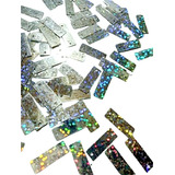 Paetê Prata Holográfico Retangular 20x5mm Pacote 50 Gramas