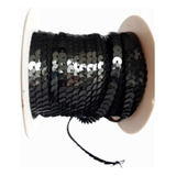 Paete Preto Brilhante 6mm Fio Galão Rolo Com 45 Metros 