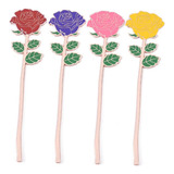 Página De Livro De 4 Kits De Metal Rosa Em Forma De Flor Mar