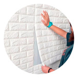 Painel 3d Auto Tijolo Espuma Branco Adesiva 70x77 - 10 Peças