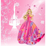 Painel Adesivo Barbie Castelo Mágico Rosa Jardim Florido 60