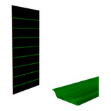 Painel Canaletado 0,91 X 0,45m Preto + Perfil Pvc Verde