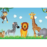 Painel Decorativo Festa Infantil Safari Zoo Animais (mod2)