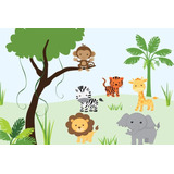 Painel Decorativo Festa Infantil Safari Zoo