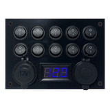 Painel Elétrico 10 Chaves 2 Usb Voltímetro Ônibus Motorhome