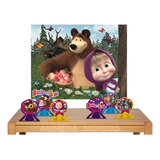Painel Festa Infantil Masha E O Urso + 06 Display Mesa