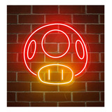 Painel Led Neon Cogumelo Mario Jogo Video Game Instagramavel