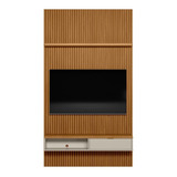 Painel Modular Ripado 1,40m Nicho E Prateleira Linea Brasil Cor Nature/off White