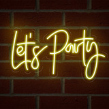 Painel Neon Lets Party Festa Decoração