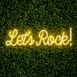 Painel Neon Lets Rock! Decoração Festa Vintage Cor Branco Quente