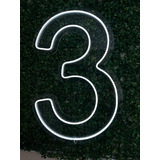 Painel Neon Numero 3 Instagram Iluminação Branco 50 Cm