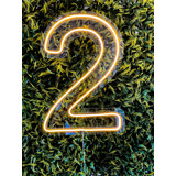 Painel Neon Numero Dois 2 Instagram Iluminação Branco 50 Cm