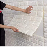 Painel Placa 3d Tijolo Branco Espuma Adesiva 70 X 77 Parede