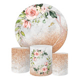 Painel Redondo E Capas Tecido Sublimado 3d Floral