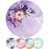 Painel Redondo Sublimado 3d Flores Em Tecido - 1,5x1,5m New