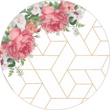 Painel Redondo Sublimado 3d Flores Em Tecido - 1,5x1,5m