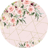 Painel Redondo Sublimado 3d Flores Em Tecido - 1,5x1,5m