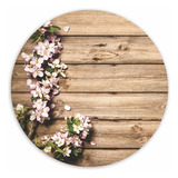 Painel Redondo Sublimado Madeira Flores 3d Tecido 1,50m 5169