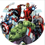 Painel Redondo Sublimado Tecido 1,5x1,5 Vingadores