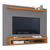 Painel Tv Ripado 32 39 40 43 47 48 Polegadas Com Prateleira Cor Ripado Freijo / Off White