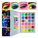 Paleta 24 Sombras Maquiagem Brilha Luz Uv Neon - Coloridas