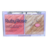 Paleta Blush E Iluminador Ruby Rose Brilho Intenso 2 Opções