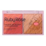 Paleta De Blush E Iluminador Ruby