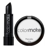 Pancake Branco + Batom Preto Kit Maquiagem Halloween Artísti