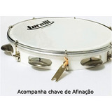 Pandeiro 10 Corpo Abs Branco Pele De Nylon + Chave Torelli