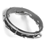 Pandeiro 10 Pol Pele Nailon Preto Transparente Torelli Tp348