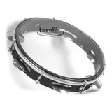 Pandeiro 10 Pol Pele Nailon Transparente Torelli Tp348 Preto