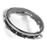 Pandeiro 10 Pol Pele Nailon Transparente Torelli Tp348 Preto