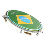 Pandeiro Branco Izzo 10 Pol Abs C/pele Bandeira Brasil 3438