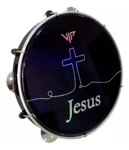 Pandeiro Profissional 10 Pele Hologrfica Jesus Vip Abs