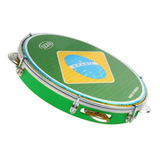 Pandeiro Verde Izzo 10 Pol Abs C/pele Bandeira Brasil 3438