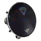 Pandeiro Vip 10 Pele Holografica Diamante Abs Platinela Inox Cor Preto