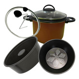 Panela 4x1 Faz Pudim, Legumes Cozido, Cuscuz E Escorredor Cor Vermelho