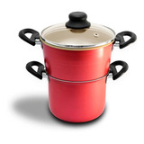 Panela A Vapor Teflon Cuscuz Legumes Fervedor N°14 Vermelho