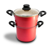 Panela A Vapor Teflon Cuscuz Legumes Fervedor N°14 Vermelho